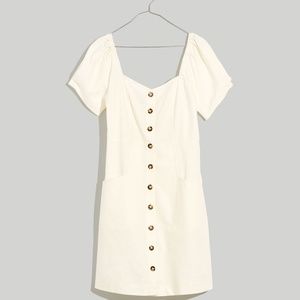 NWT Madewell Linen-Cotton Puff-Sleeve Mini Dress